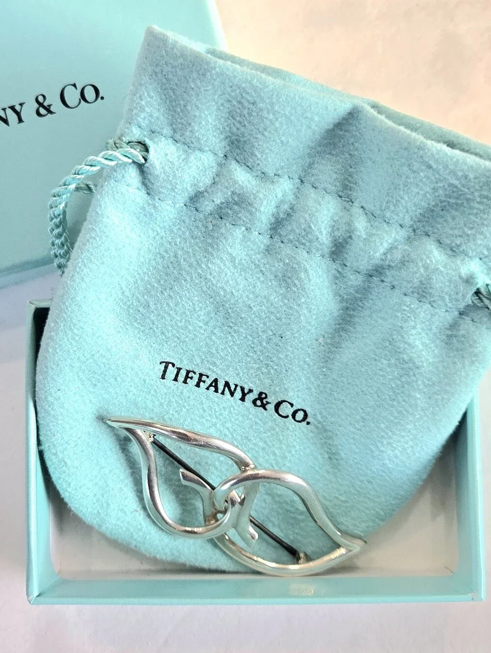 #160 - Tiffany & Co. Double Leaf Brooch, Sterling Silver 925